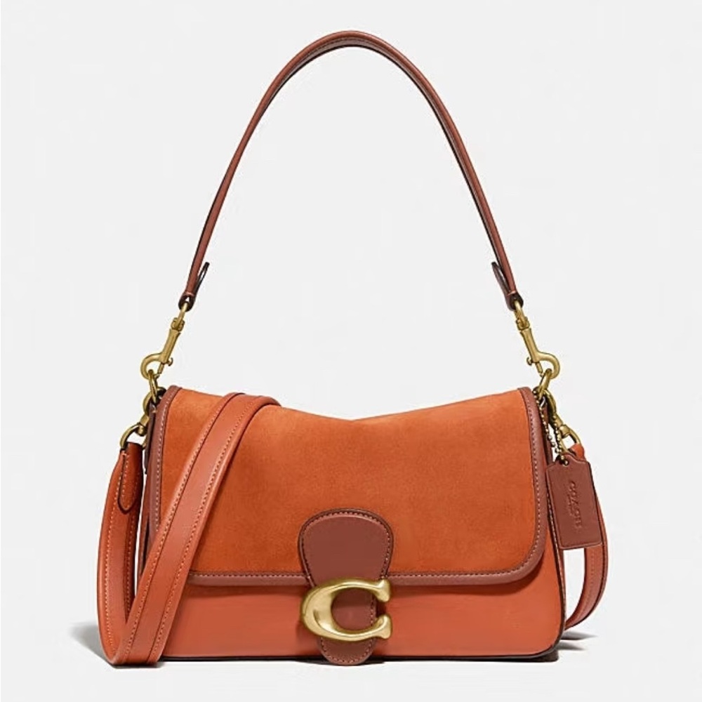 NWT Coach C5262 Smooth Leather and Suede Soft Tabby Shoulder Bag 2 Straps-Canyon